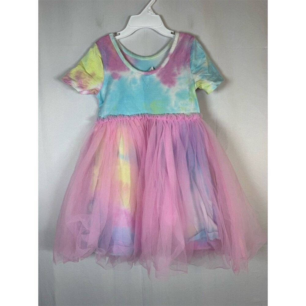 Barbie Girls Dress Size 3T Multicolor Tie-Dye Tulle Tutu Knee Length - Picture 7 of 14